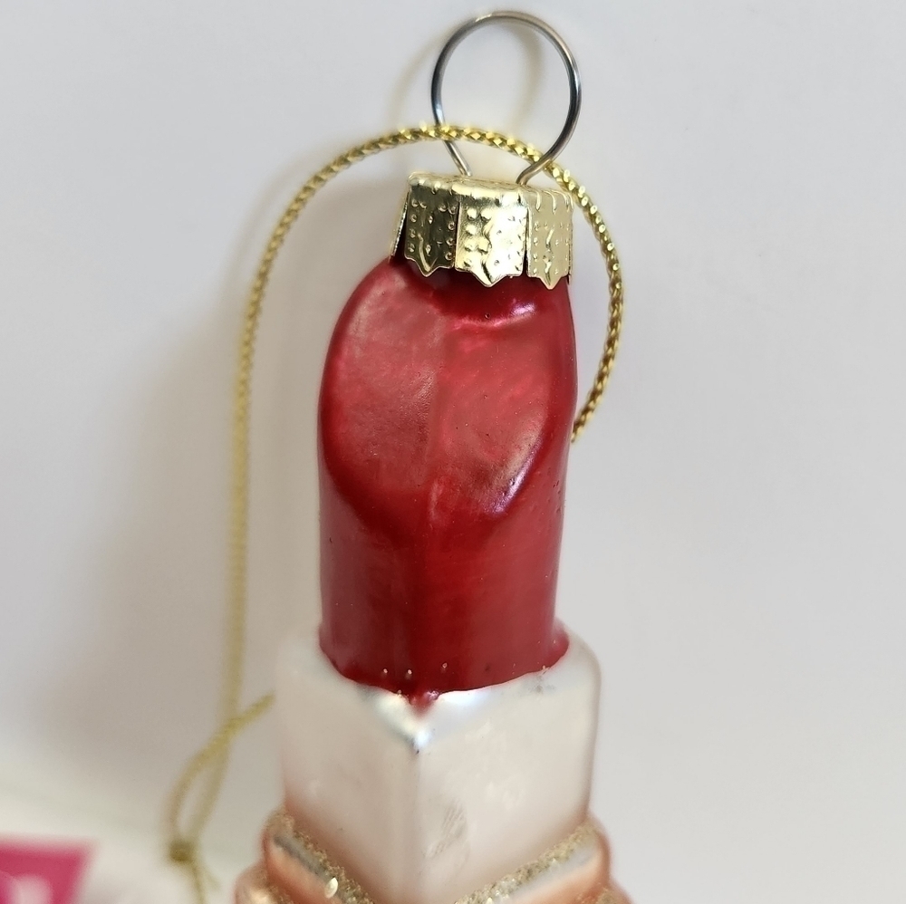 St Nicholas Square Festive Fun Glass Glitter Lipstick Christmas Holiday Ornament - Picture 4 of 12